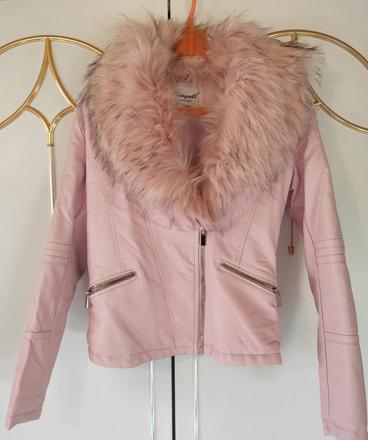 Krásna  koženková  bundička s kozusinkou aj bez, 152