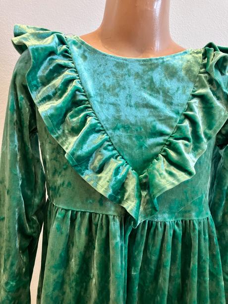 Dievčenské velúrované šaty s volánmi h&m (122-128), h&m,122