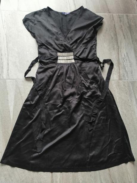 Čierne šaty marini, v38-40,hodvábny polyester, l