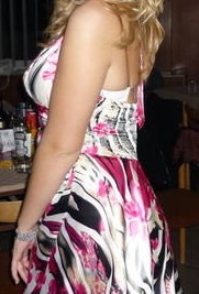 Ružové- pestrofarebné šaty pod kolena, 40