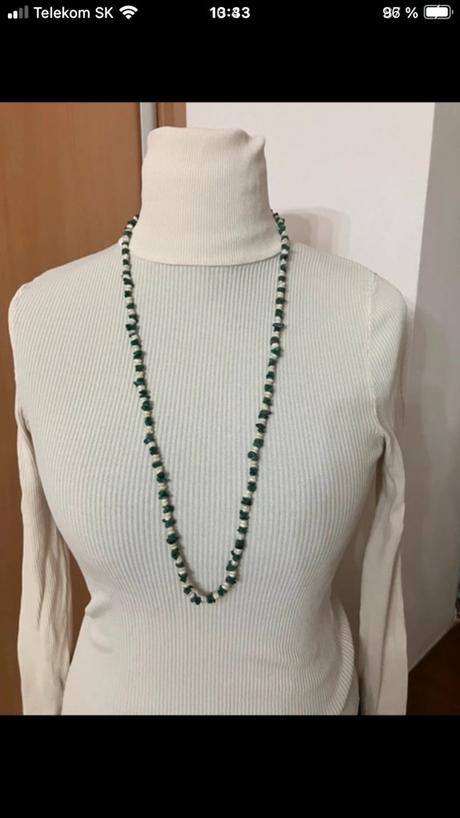 Náhrdelník malachit + riečna perla, 