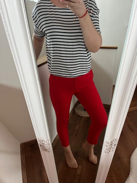 Červené elegantné nohavice, s