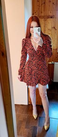 Krásne šaty balónové rukávy raz oblečené, 36