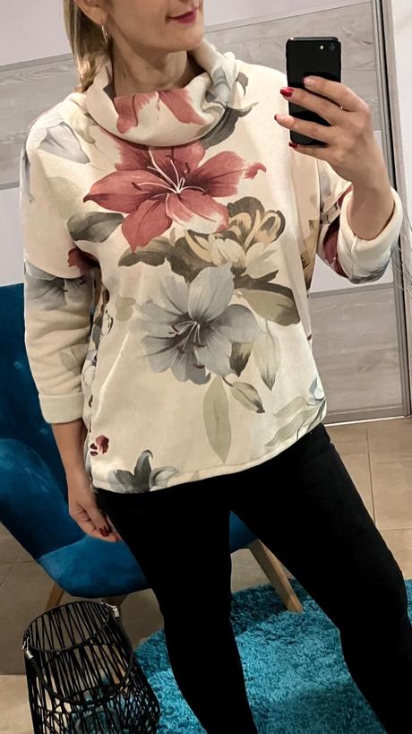 Dámska mikina s rolákom a kvetmi, l / m / s / xl
