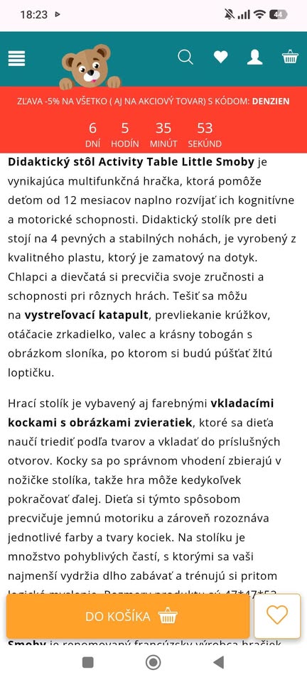 Didaktický stolík activity table little smoby, 