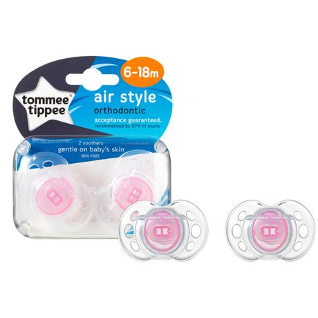 Tommee tippee cumlík silikón air style 6-18m, 2ks, tommee tippee