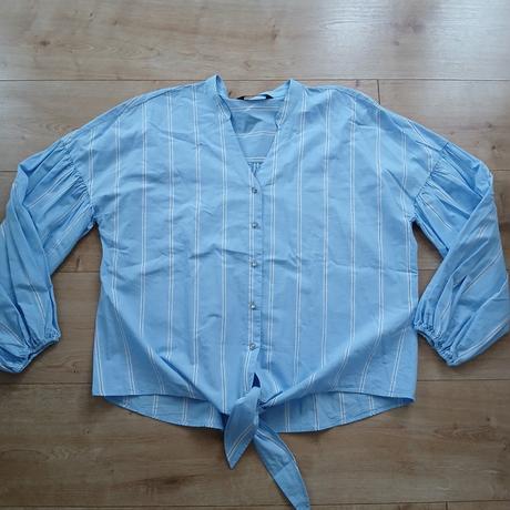 Bledomodrá bavlnená košeľa/blúzka na viazanie, f&f,44