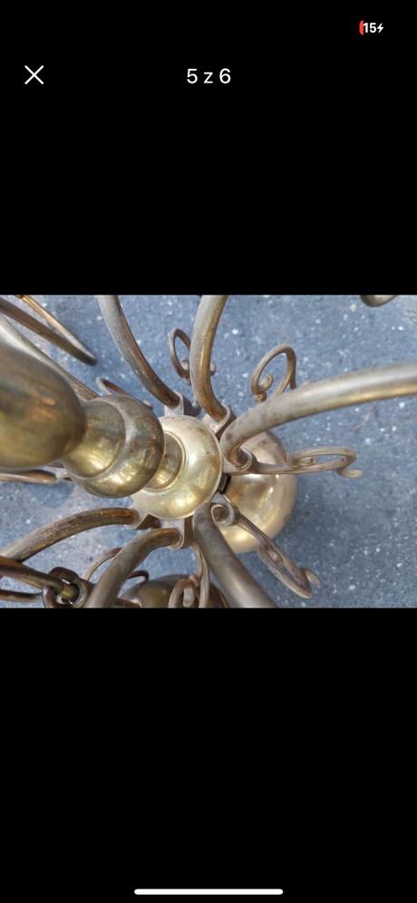 Velky kovovy 8 rameny starozitny luster 75 cm,