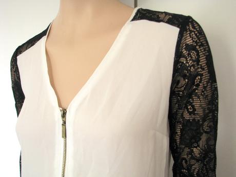 Čierno-biela blúzka s čipkou, lipsy london,m