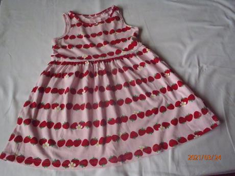 Ružové šaty s jahodkami, h&m,98