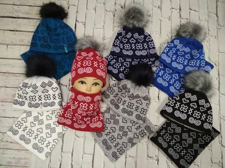 Zimná folk čiapka s kožušinovým brmbolcom, 34 - xxxl