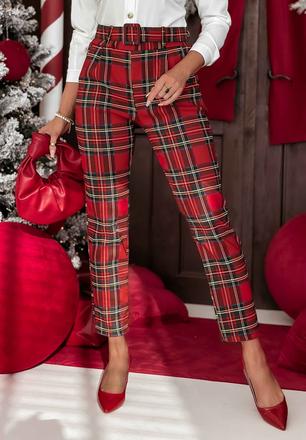 Nohavice karované s opaskom, m