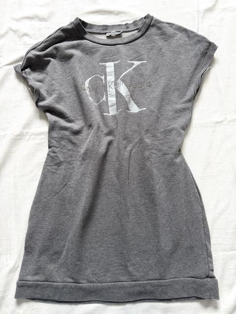 Calvin klein jeans šedé mikinové šaty/tunika veľko, calvin klein,m