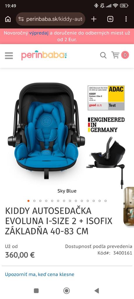 Vajíčko kiddy evoluna i-size s isofixom a nánožník, kiddy