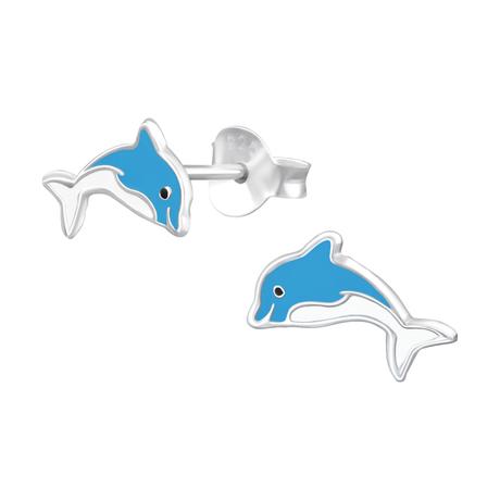 Strieborné náušnice pre deti delfín, 