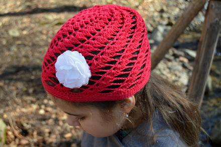 Háčkovaná čiapočka s kvetom, 50 - 158
