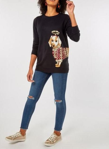 Krasny damsky sveter so psikom xl, dorothy perkins,xl