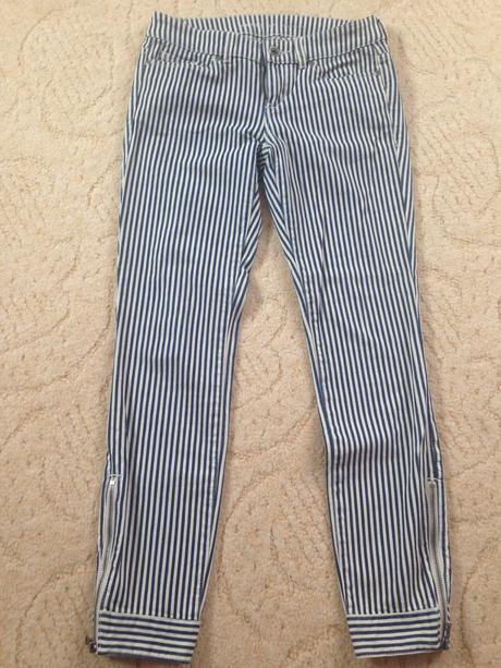 Modré pásikaté nohavice, s