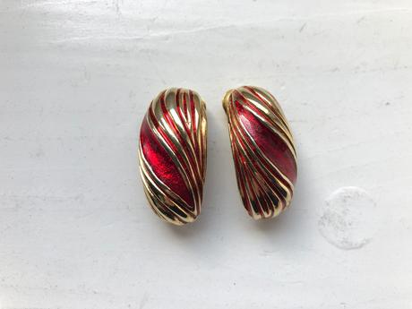 Vintage zlato-červené náušnice, 