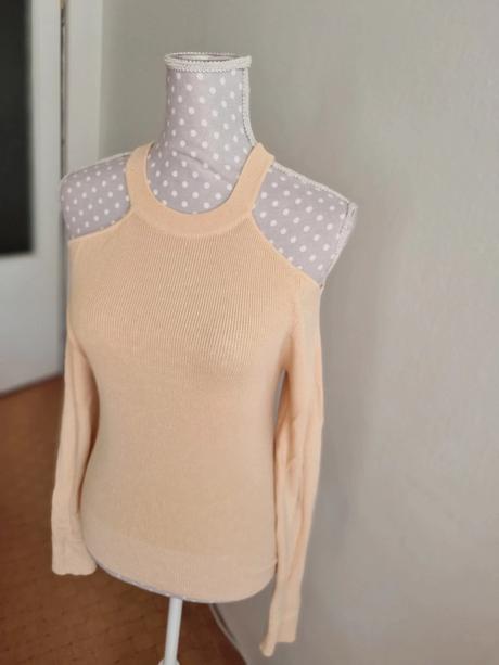 Rebrovaný top s odhalenými ramenami zara 38, zara,38