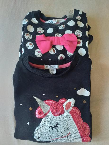 Mikinky jednorožec a hello kitty, h&m,104