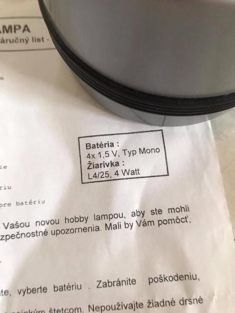 Prenosné svietidlo na baterky,