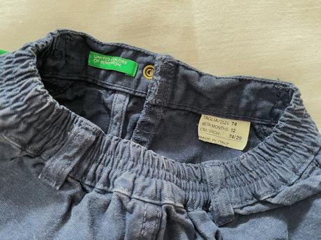 Tmavomodré detské cargo nohavice/kapsáče, benetton,74