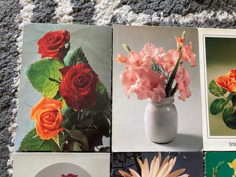 Retro kvetinkové pohľadnice 80-90te roky, 