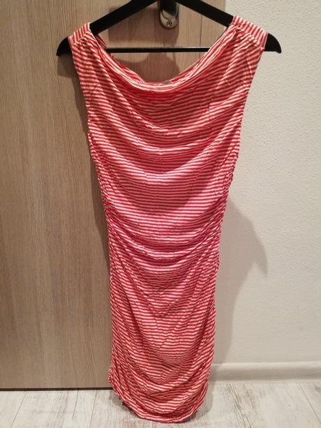 Červeno-biele pruhované šaty h&m, h&m,l