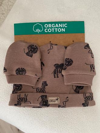 Hneda ciapka pre babatko a rukavickami, 62