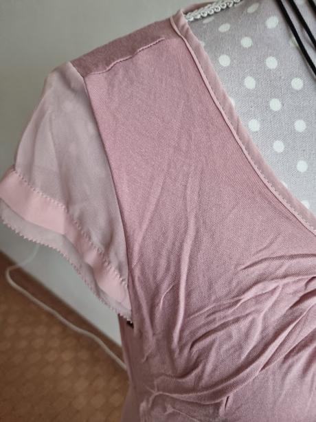 Bledoružový top h&m s tylovými rukávmi m, h&m,m