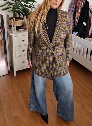 Vintage vlnené sako s kašmírom, l