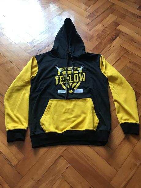 Čierno-žltá mikina s kapucňou, l