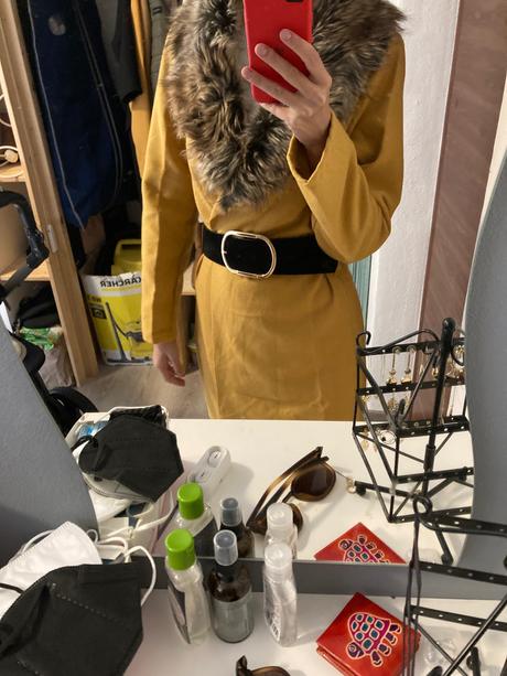 Vlneny horčicovy kabat xs, xs