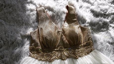 Zlato-kremove spolocenske saty v.42, 42