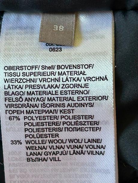 Kombinovaný tmavomodrý kabát s vlnou zn.jakes č.38, 38