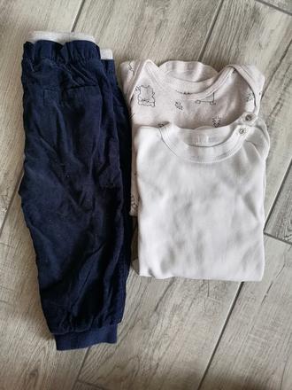 Oteplené nohavice + body dlhý rukáv 80, f&f,80