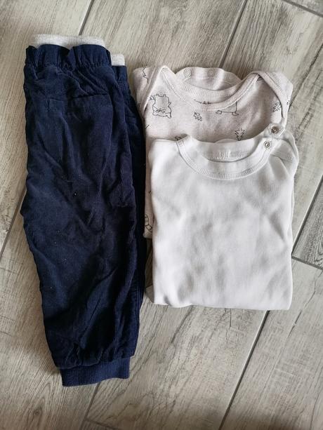 Oteplené nohavice + body dlhý rukáv 80, f&f,80