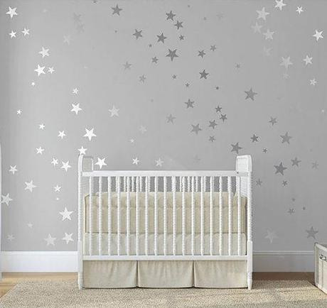 Nálepky na stenu - hviezdičky - strieborné - 70 k,