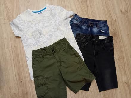 3x kraťasy + tričko, 122–134
