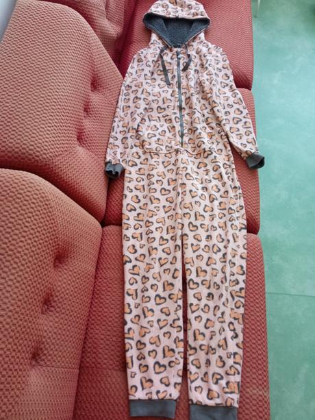 Flísový teplý srdiečkový overal, 158