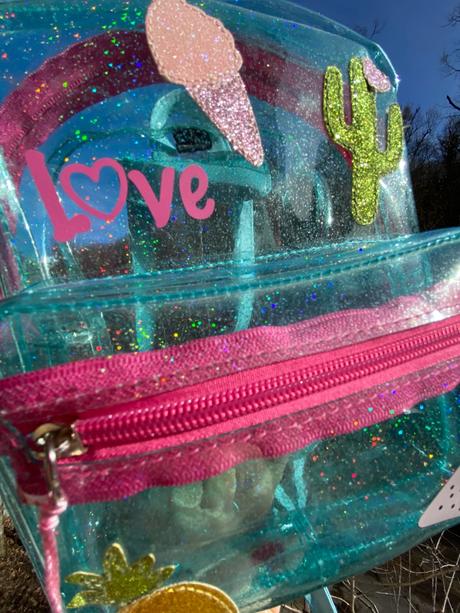 Detský priesvitný ruksak s trblietkami, 