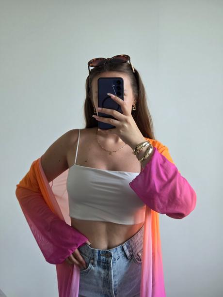 Biely crop top m/l, m
