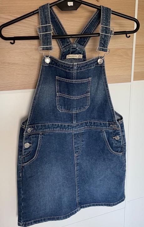 Šaty riflové s trakmi salopette, 140