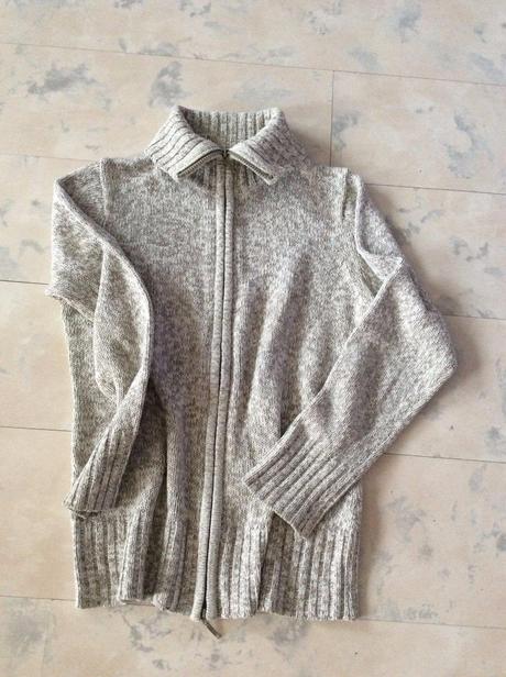 Melírovaný sveter na zips s/m, m