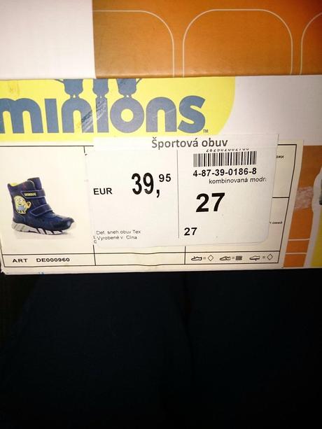 Zimne topanky mimon/minions, 26