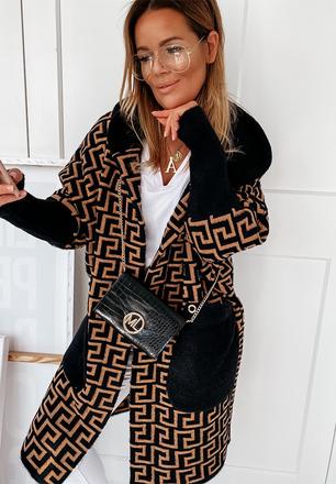 Hnedý vlnený kabát, l / m / s / xl