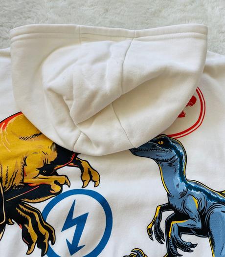 Biela mikina s kapucnou dinosaury, f&f,98