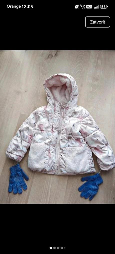 Ružová úžasná vyteplená bunda, mám 104 aj 110/116, sinsay,110