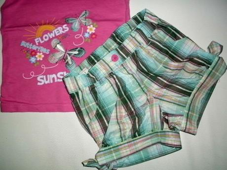 Tyrkysové kraťasky s tričenkom pre 3-5 roč. slečnu, girl2girl,110